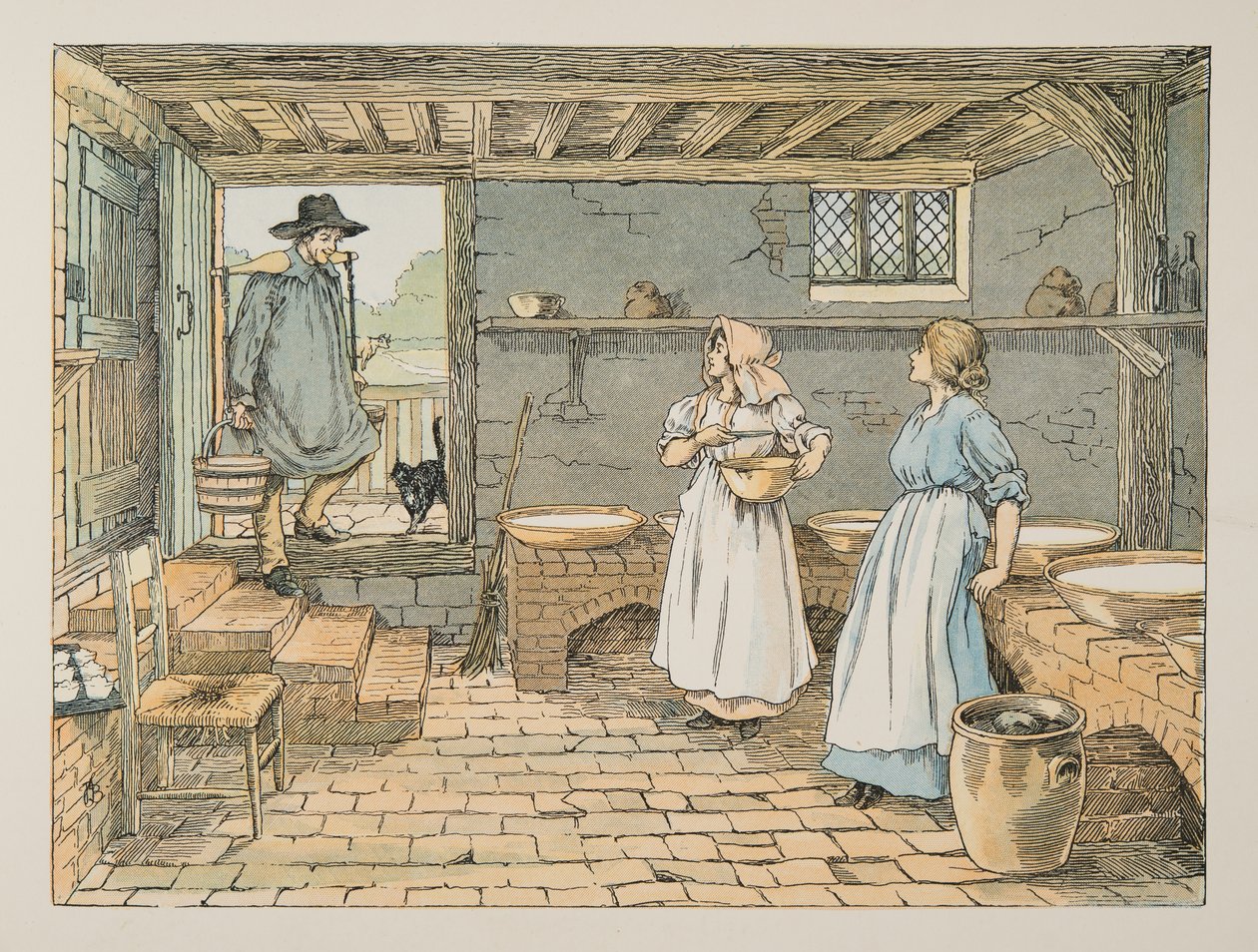 The Dairyman, kirjasta Four and Twenty Toilers, pub. 1900 (värilitro) tekijältä Francis Donkin Bedford