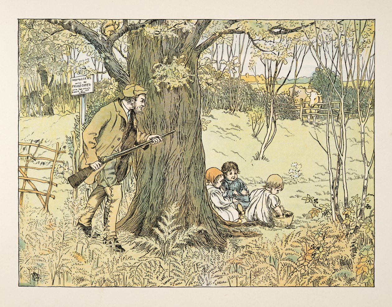 The Gamekeeper, kirjasta Four and Twenty Toilers, pub. 1900 (värilitra) tekijältä Francis Donkin Bedford
