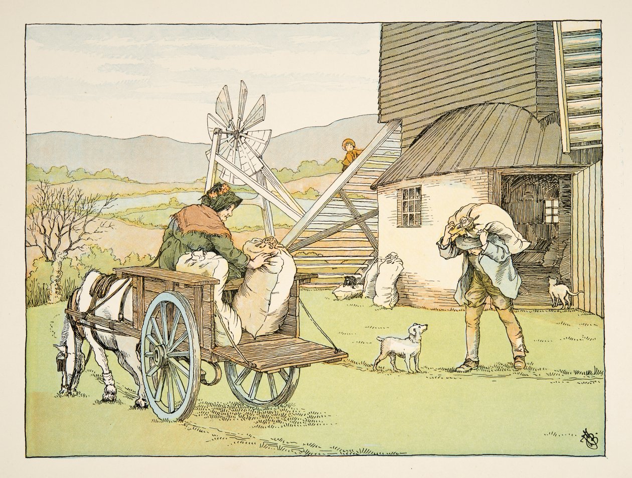 Myllymies, kirjasta Four and Twenty Toilers, pub. 1900 (värilitra) tekijältä Francis Donkin Bedford