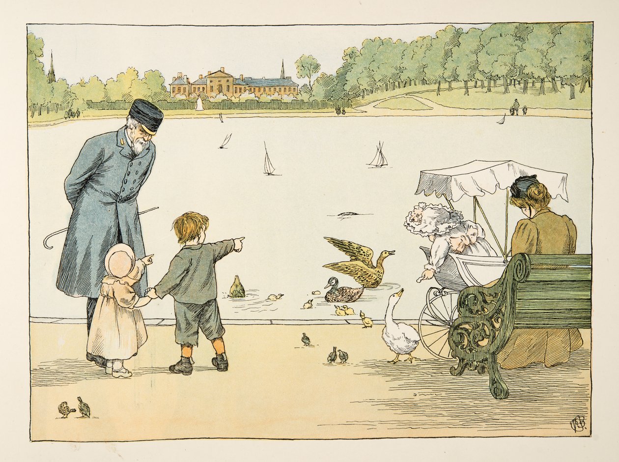 The Park Keeper, kirjasta Four and Twenty Toilers, pub. 1900 (värilitra) tekijältä Francis Donkin Bedford