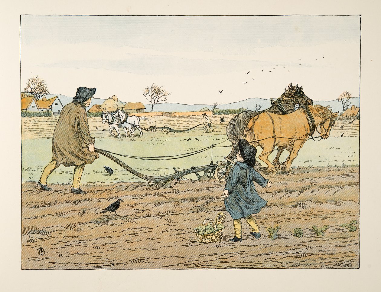 The Ploughman, kirjasta Four and Twenty Toilers, pub. 1900 (värilitografia) tekijältä Francis Donkin Bedford