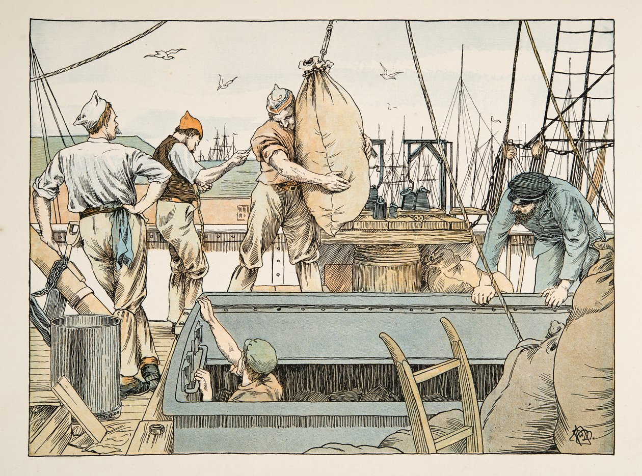 The Stevedore, kirjasta Four and Twenty Toilers, pub. 1900 (värilitra) tekijältä Francis Donkin Bedford