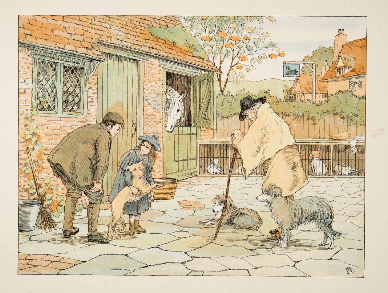 Eläinlääkäri, julkaisusta Four and Twenty Toilers, pub. 1900 (värilitra) tekijältä Francis Donkin Bedford
