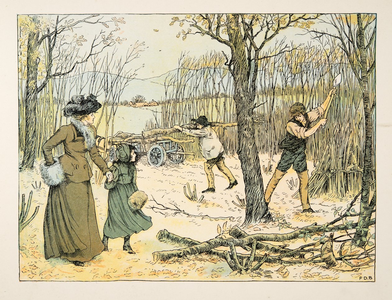 The Woodman, kirjasta Four and Twenty Toilers, pub. 1900 (värilitra) tekijältä Francis Donkin Bedford