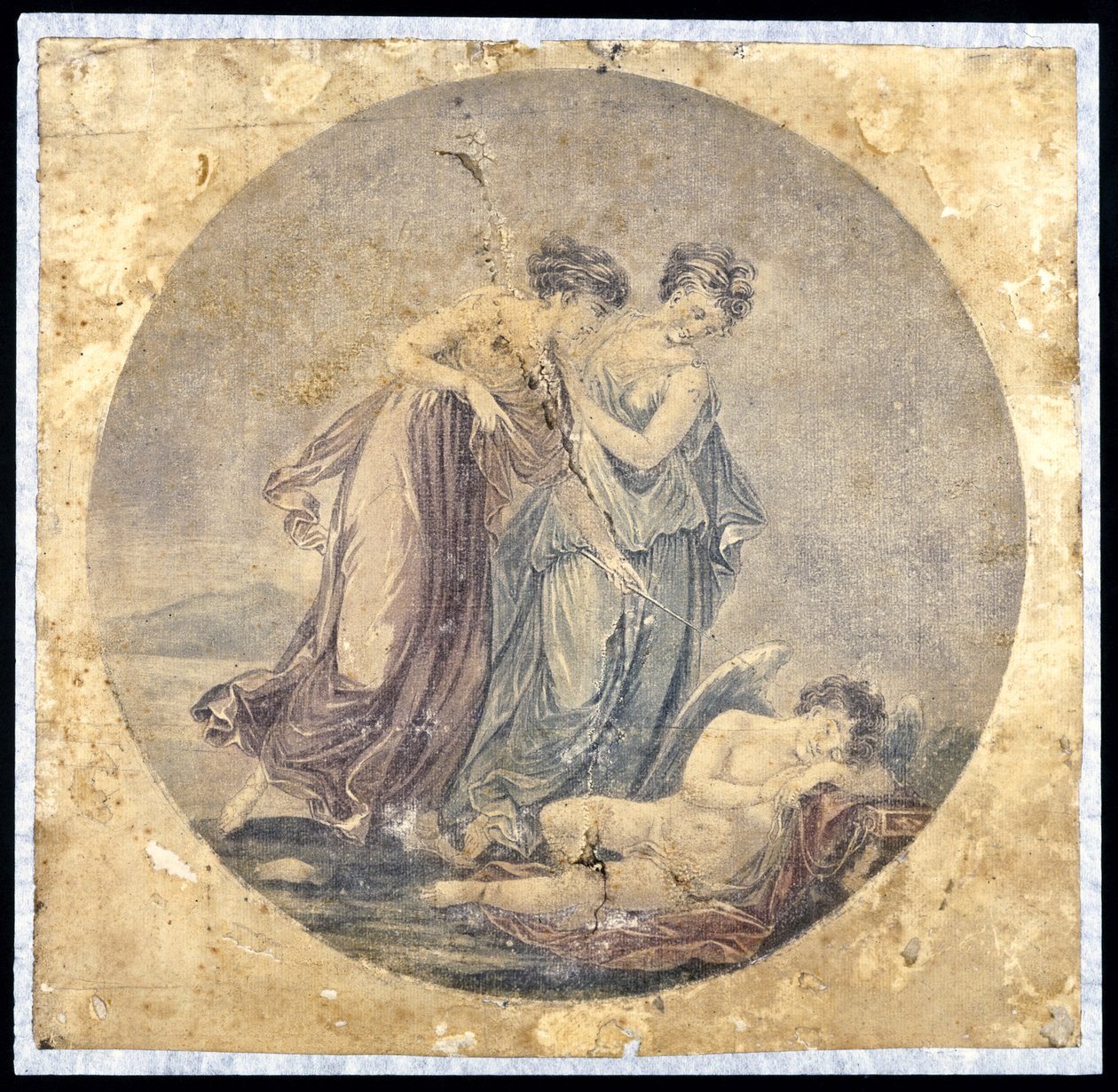 Graces Awakening Cupid, Benjamin Westin (1738-1820) maalauksen mukaan 1778-81 (mekaaninen maalaus) tekijältä Francis Eginton