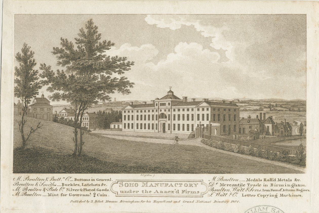 Soho Manufactory: pistekaiverrus ruskealla musteella ja [c 1800] tekijältä Francis Eginton
