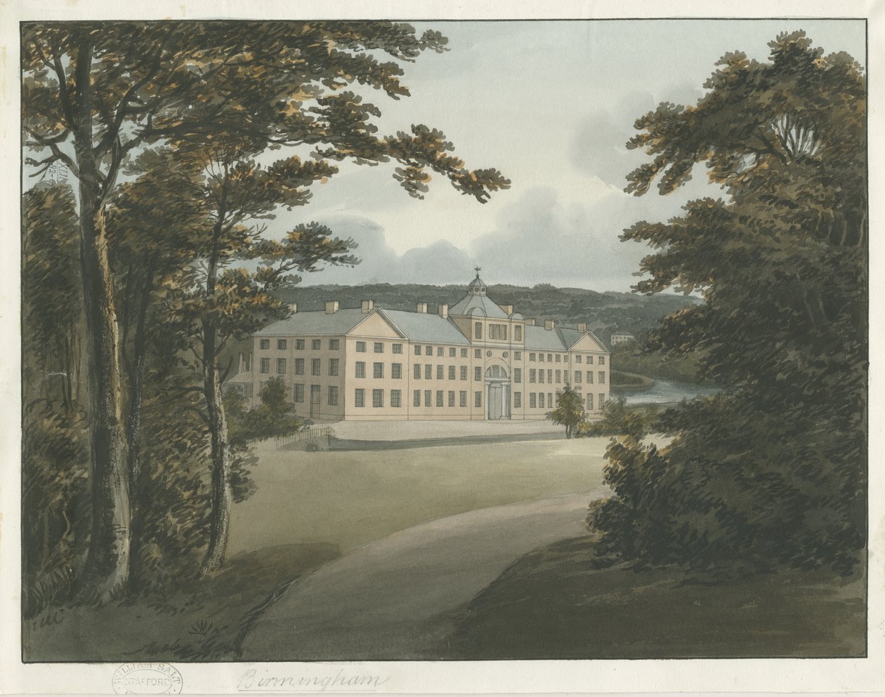 Soho Manufactory: akvarellimaalaus musteääriviivalla ja [c 1798] tekijältä Francis Eginton