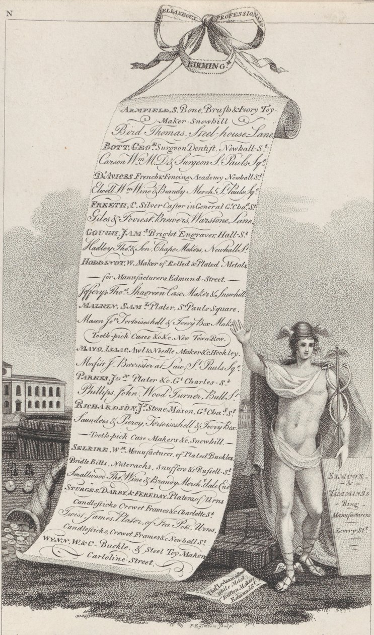 Trade Card for Miscellaneous Professions &c., Birmingham, 1800 tekijältä Francis Eginton