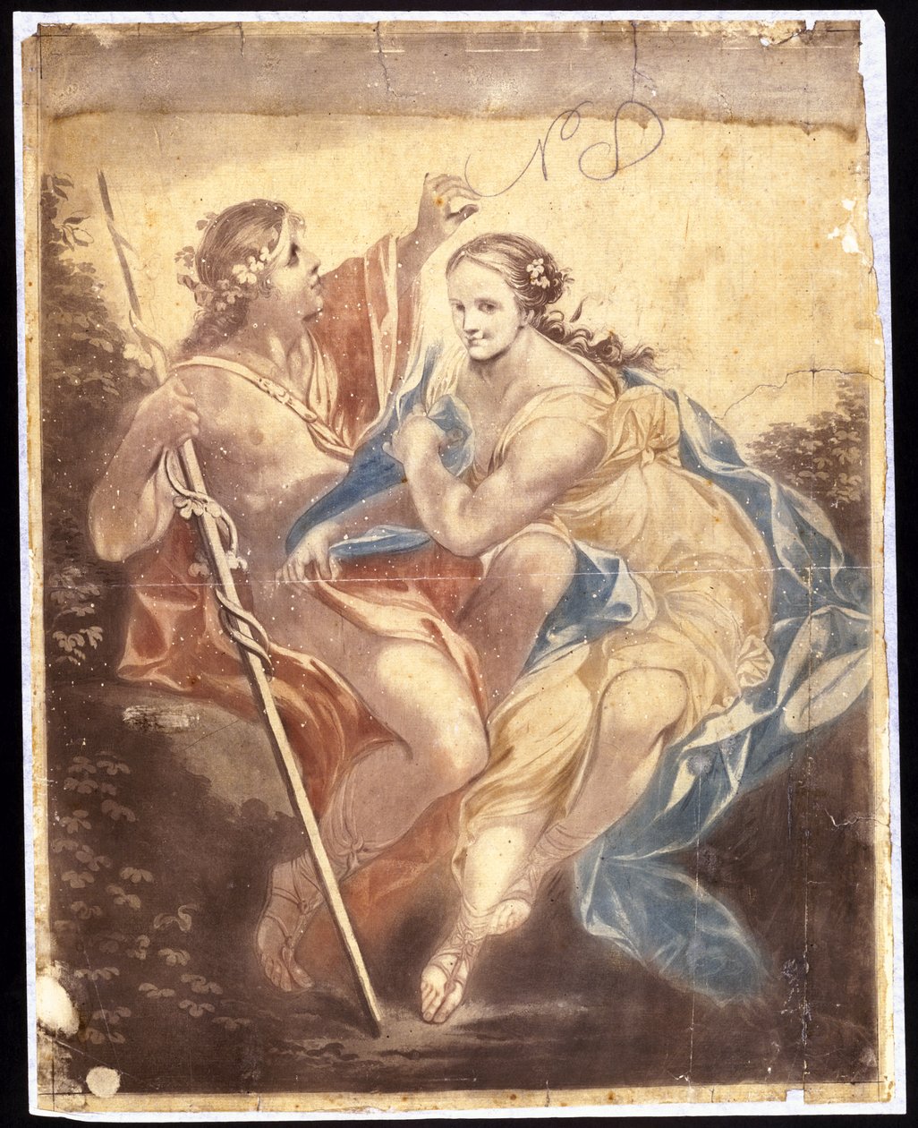 Venus ja Adonis, Benjamin Westin (1738-1820) maalauksen jälkeen 1778-81 (mekaaninen maalaus) tekijältä Francis Eginton