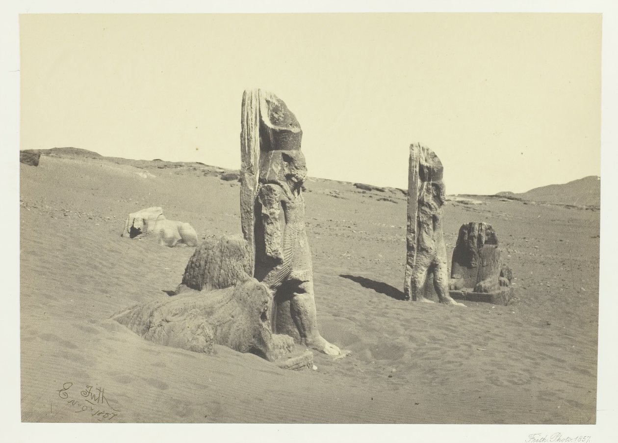 Kolossit ja sfinksit Wady Sabouassa, Nubiassa, 1857. tekijältä Francis Frith