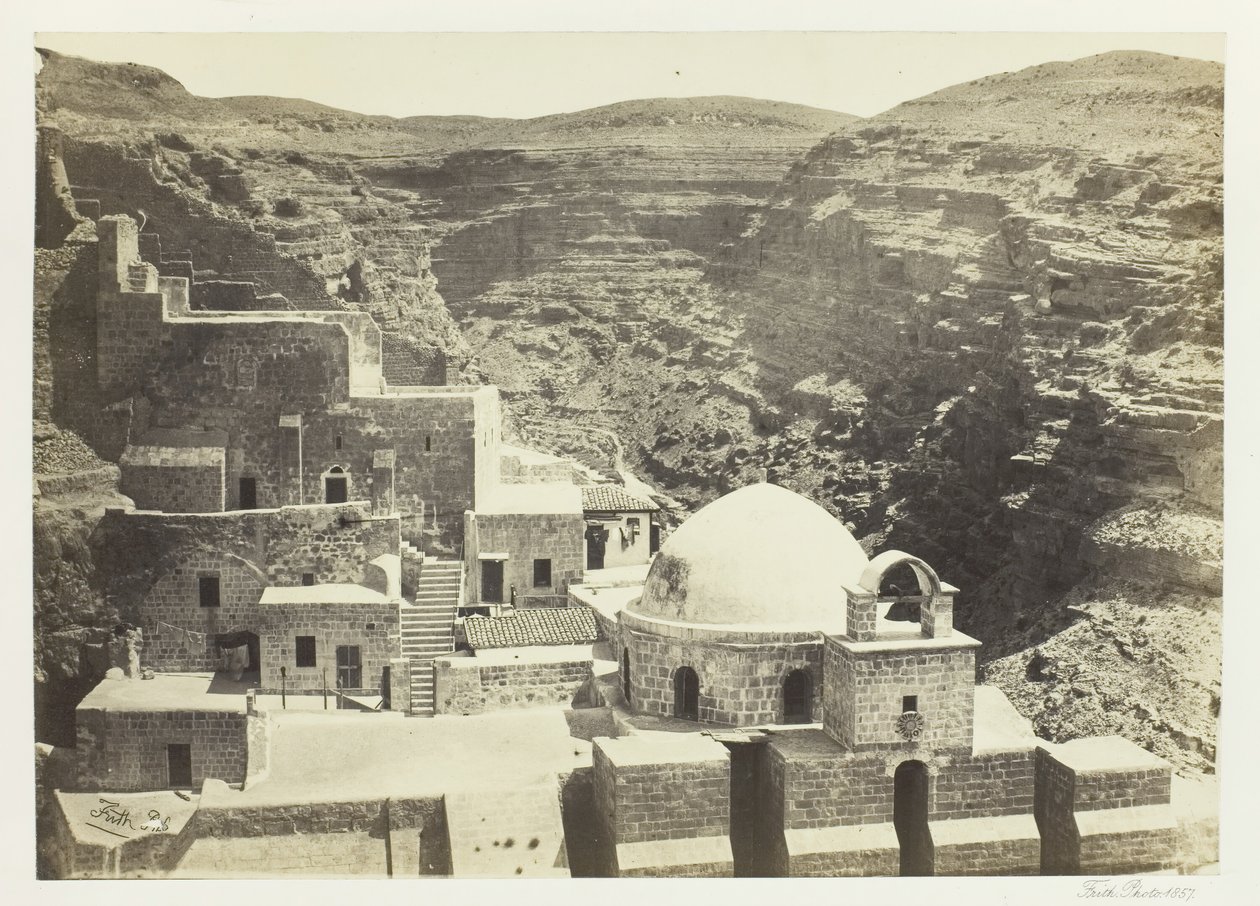 Mar-Saban luostari, lähellä Jerusalemia, 1857. tekijältä Francis Frith