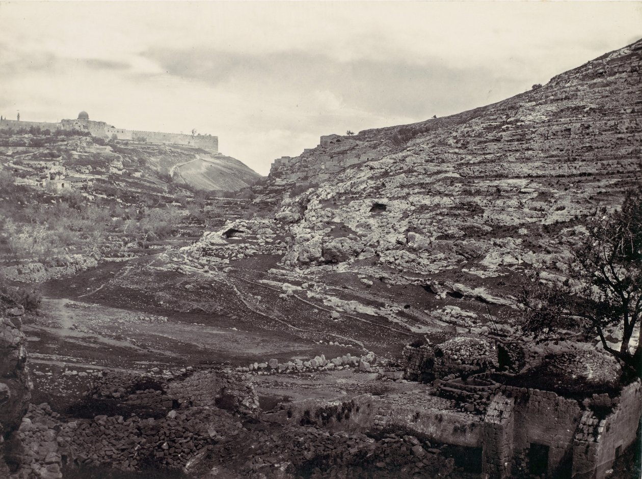 Moriah-vuori, Jerusalem, En Rogelin kaivosta, n. 1857. tekijältä Francis Frith