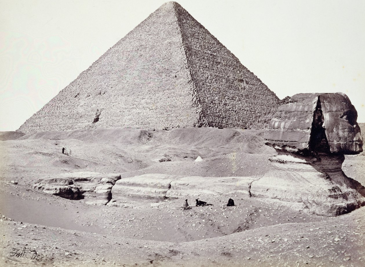 Suuri pyramidi, jossa Sfinksi etualalla, El-Geezah tekijältä Francis Frith