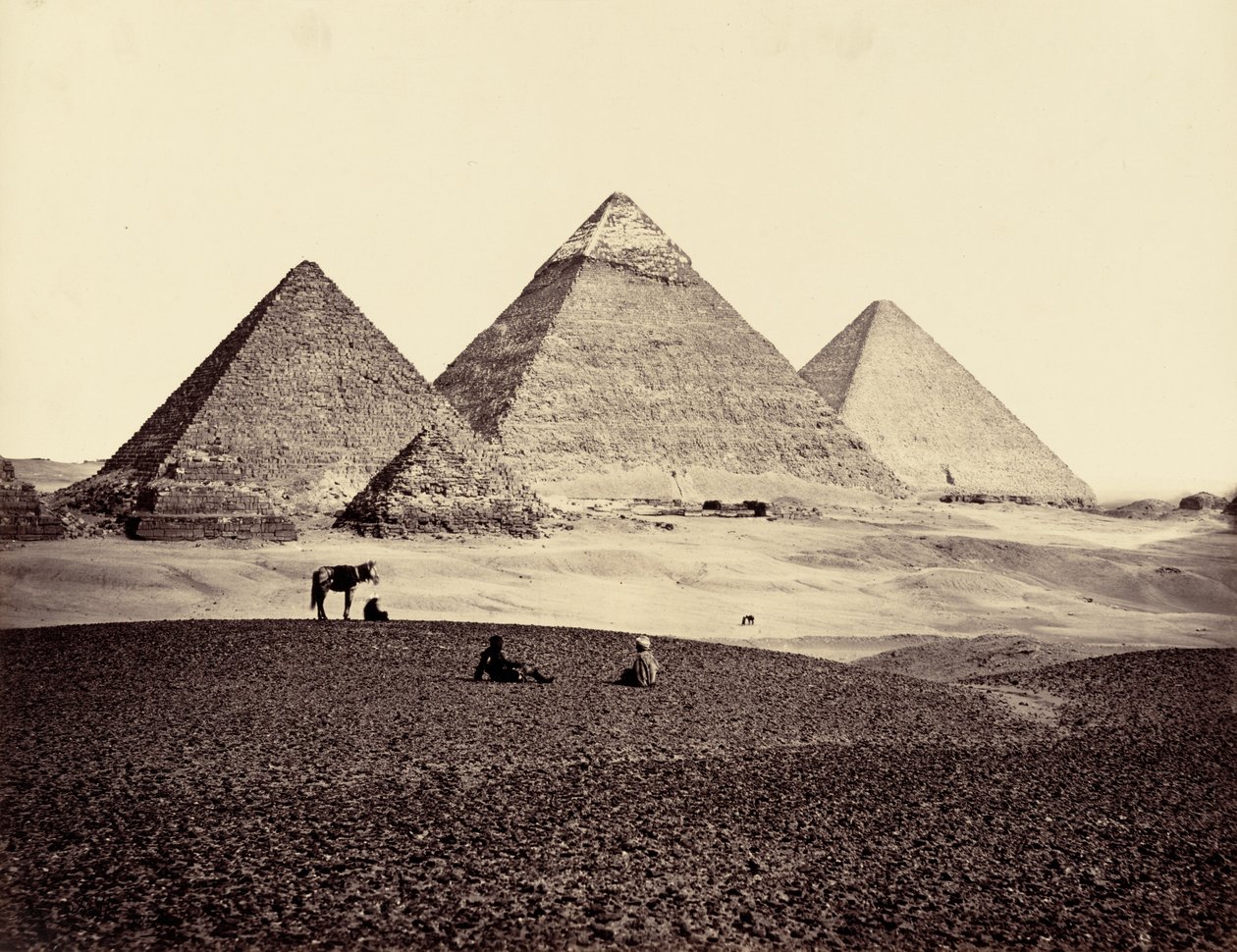 El-Geezehin pyramidit lounaasta,1858 (kuva) tekijältä Francis Frith