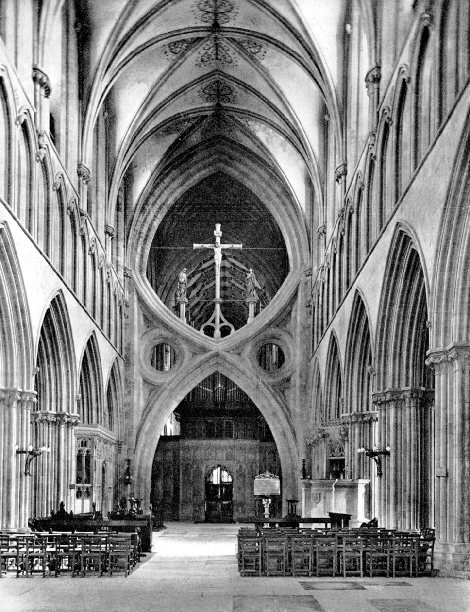 Nave, Wellsin katedraali, Somerset, Englanti, 1924-1926 tekijältä Frith and Co