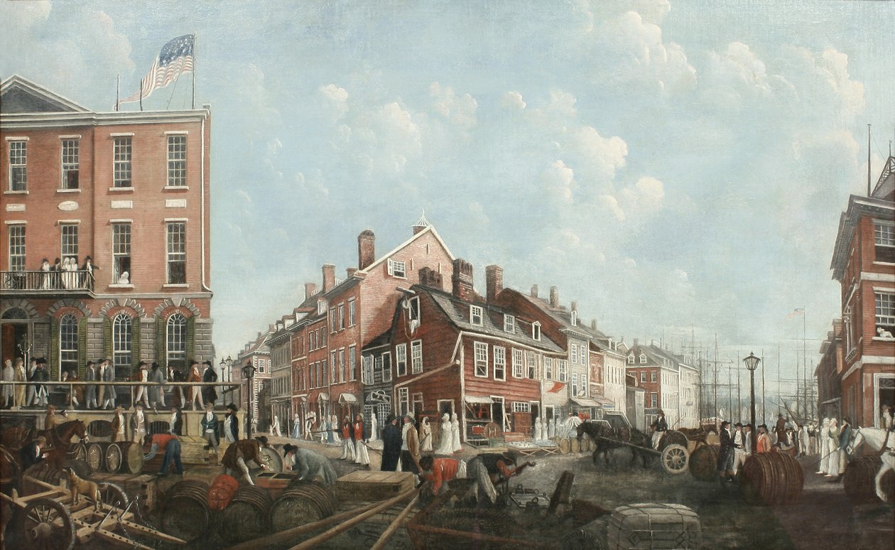 Tontine Coffee House, noin 1797 (öljy pellavalle) tekijältä Francis Guy
