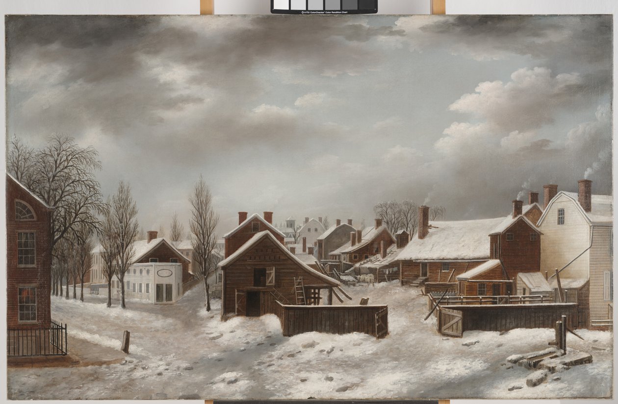 Winter Scene in Brooklyn, n. 1817-20 (öljy kankaalle) tekijältä Francis Guy