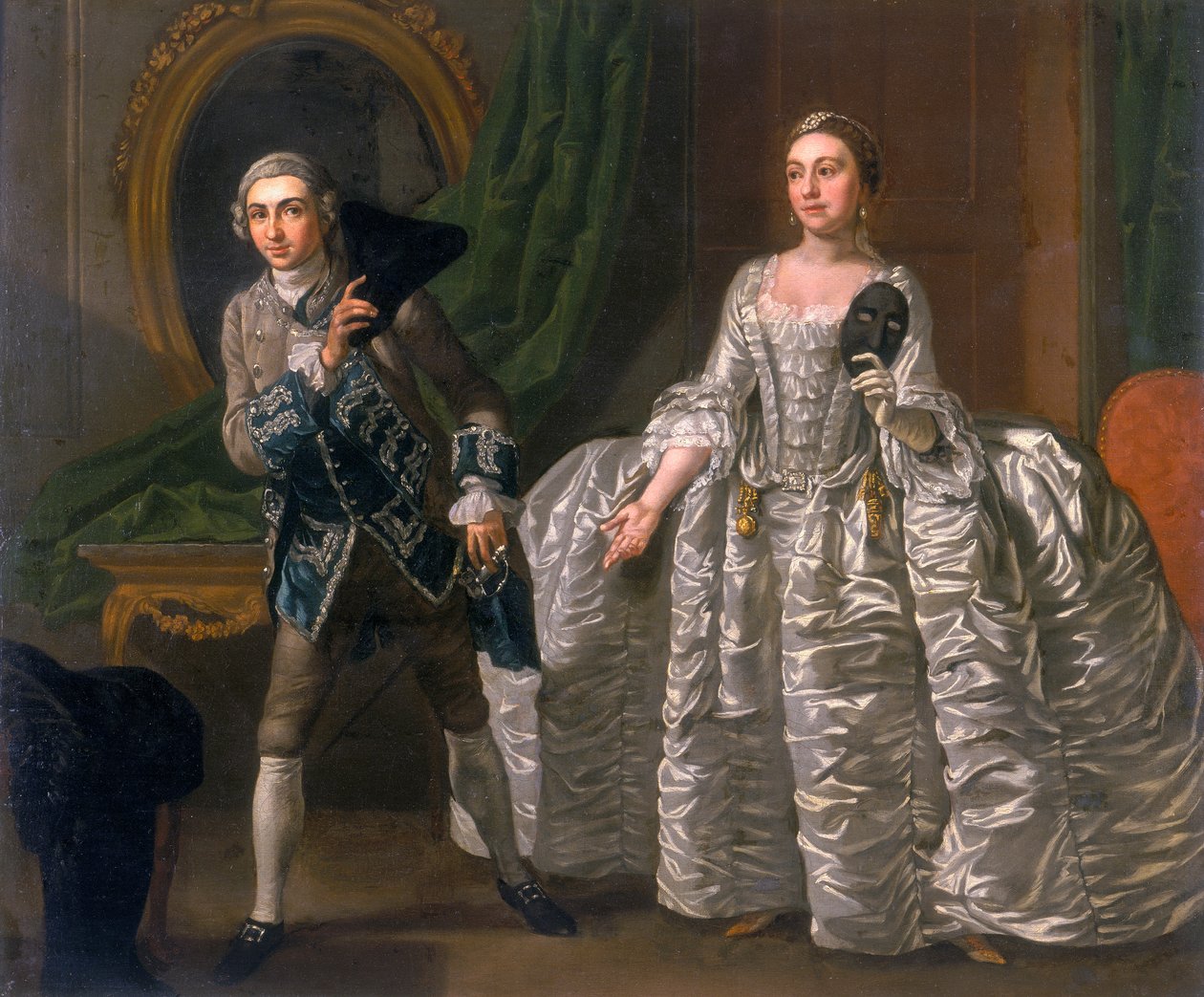 David Garrick ja Hannah Pritchard kohtauksessa elokuvasta Epäilyttävä aviomies, 1752 tekijältä Francis Hayman