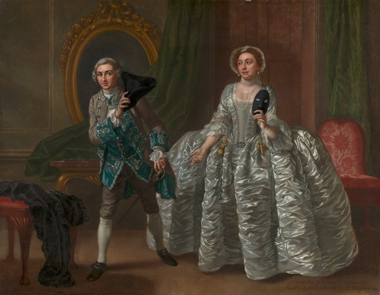 David Garrick ja rouva Pritchard Benjamin Hoadleyn "The Suspicious Husband" -elokuvassa tekijältä Francis Hayman