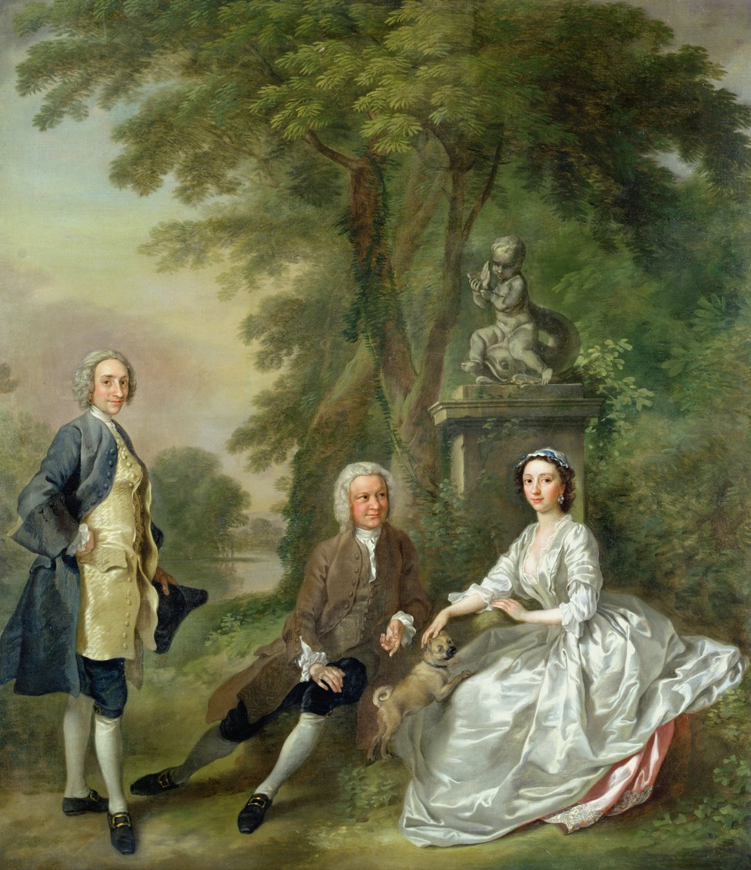 Jonathan Tyers (k. 1767) ja hänen tyttärensä Elizabeth ja hänen miehensä John Wood, n. 1750–1752 tekijältä Francis Hayman