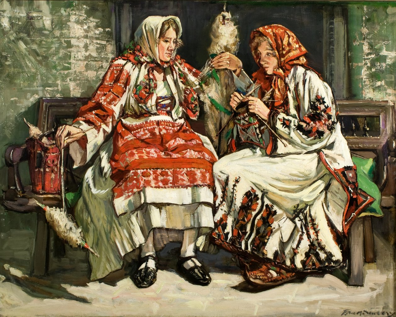 Serbian naiset, n. 1930 (öljy kankaalle) tekijältä Francis Henry Newbery