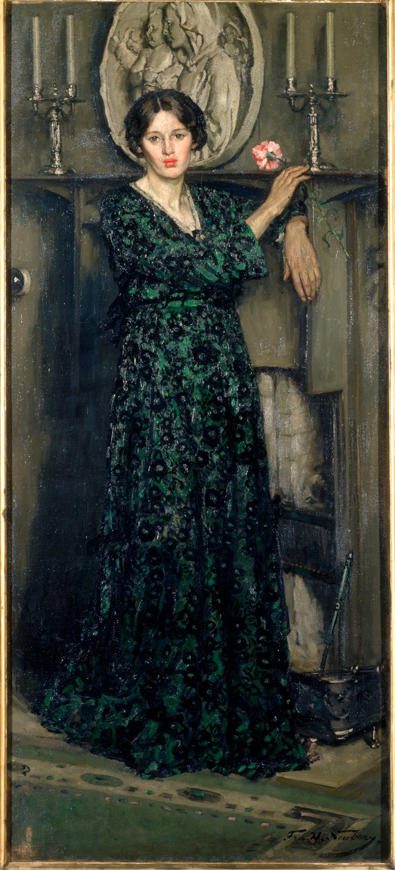 The Lady of the Carnation, n.1919 (öljy kankaalle) tekijältä Francis Henry Newbery