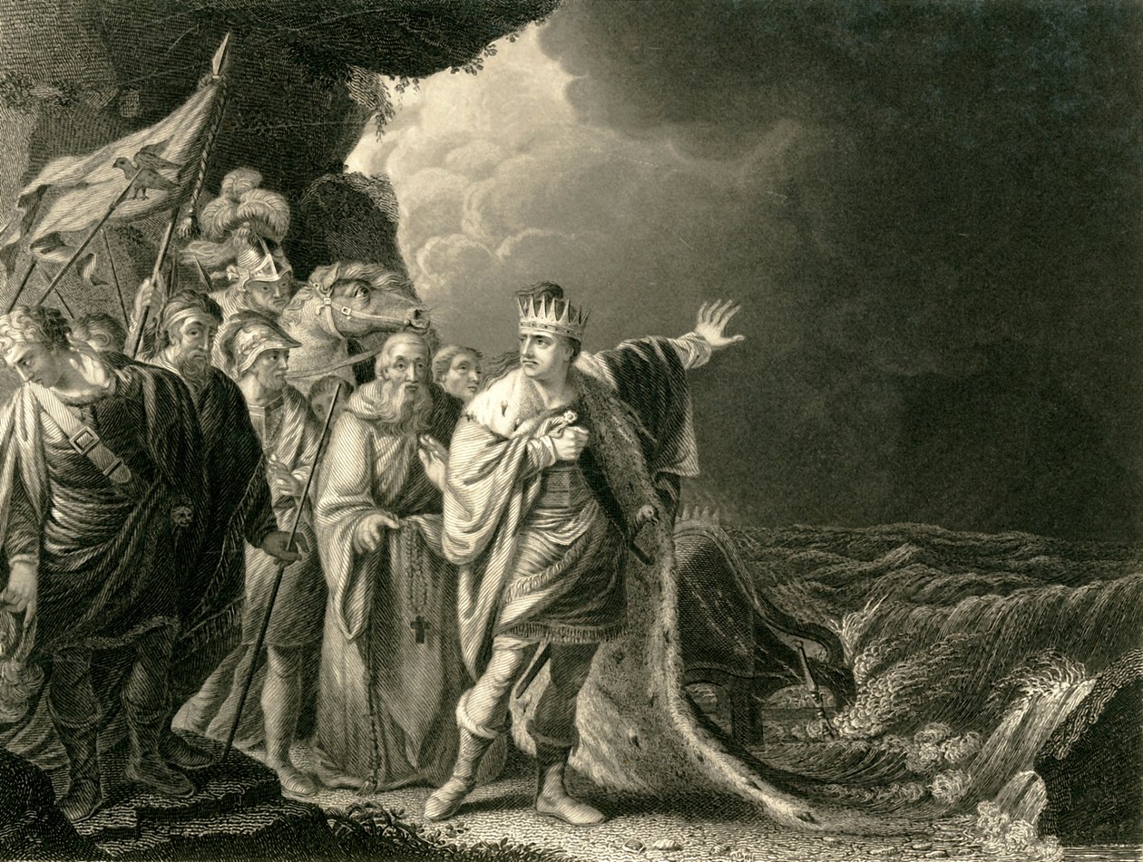 "Canut reproving his Courtiers", c1840. tekijältä Francis Holl