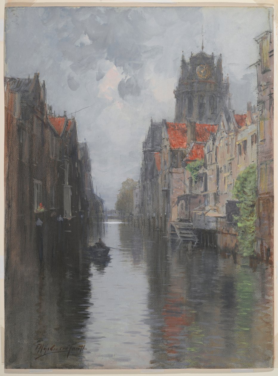 Behind the Groote Kirk, Dordrecht, n. 1880-luku (wc hiilellä kartongilla) tekijältä Francis Hopkinson Smith