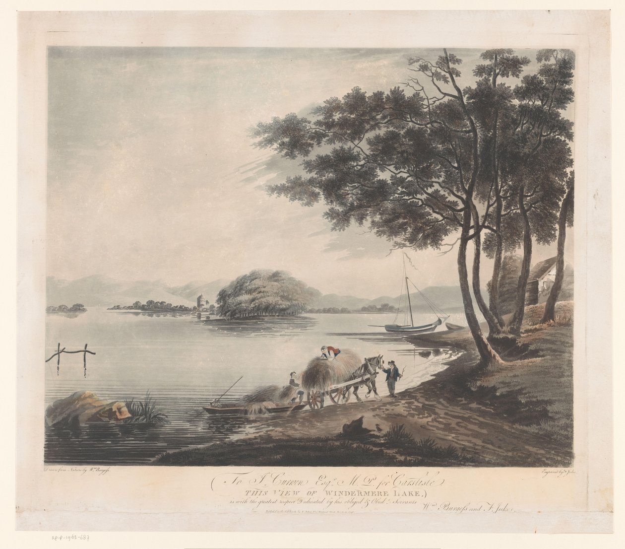 Näkymä Windermerelle Näkymä Windermere-järvelle (otsikko esineessä) tekijältä Francis Jukes