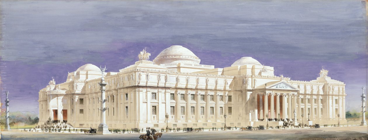 Suunnittelu Brooklyn Museum of Artille, 1893 (wc kynällä ja musteella paperille) tekijältä Francis L.V. Hoppin