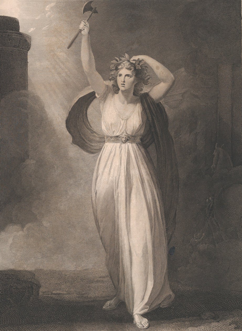Cassandra Raving Shakespeare, Troilus ja Cressida, Act 2,..., julkaistu ensimmäisen kerran 1795, julkaistu uudelleen 1852. tekijältä Francis Legat