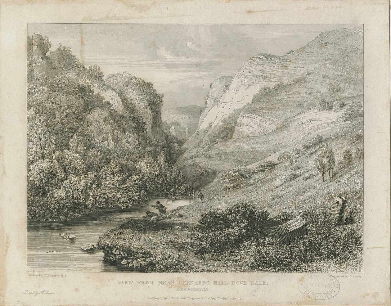 Dovedale - maisema: kaiverrus, nd [c 1823] (painettu) tekijältä Francis Legatt Chantrey
