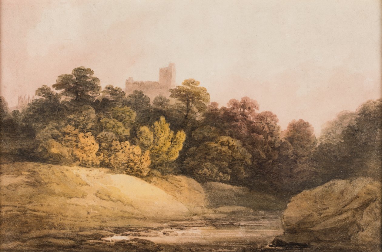 Maisema, noin 1840 (vesiväri paperille) tekijältä Francis Nicholson