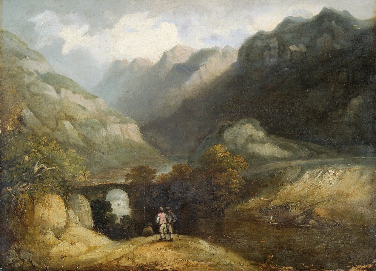 "Aberglaslyn Bridge", 1770-1840 tekijältä Francis Nicholson