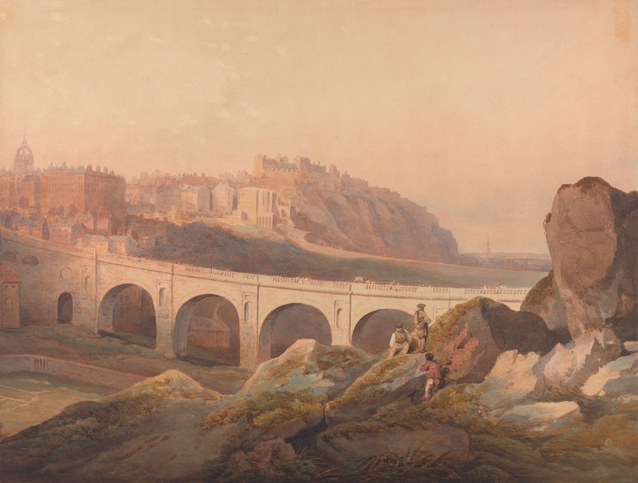 Näkymä Edinburghiin Calton Hilliltä tekijältä Francis Nicholson