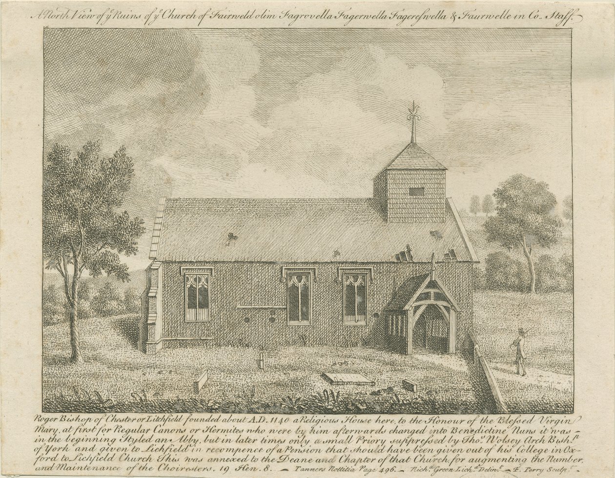 Jäähyväiskirkko: etsaus, nd [1740] (painos) tekijältä Francis Perry