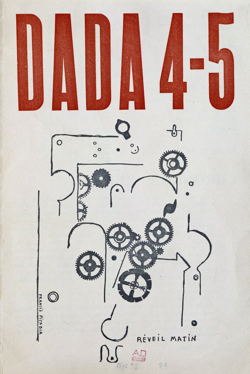 Picabian (1879-1953) kirjallisuus- ja taidekokoelman "Dada 4-5" 2. kansi, heinäkuu 1917. tekijältä Francis Picabia
