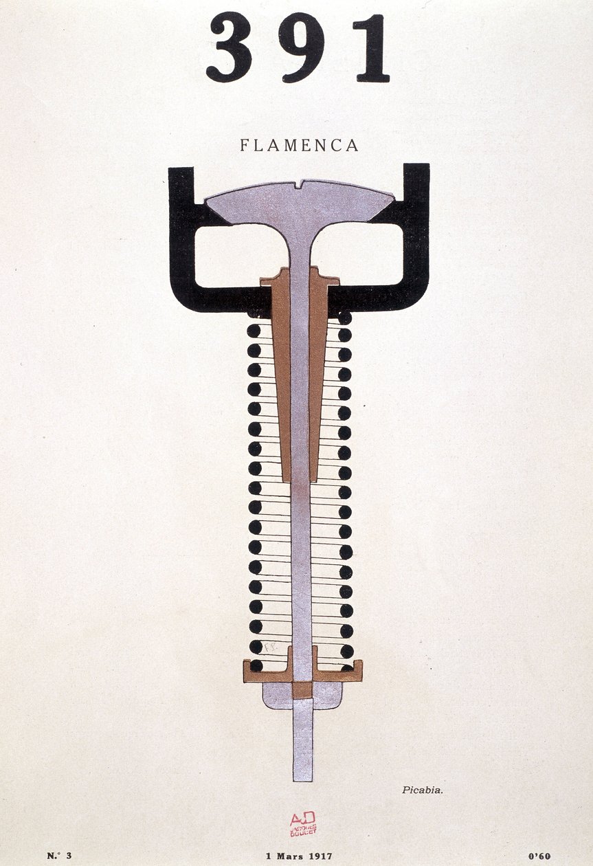 Picabian (1879-1953) julkaisun "391" kansi, nro 3, 01/03/1917 (litografia). tekijältä Francis Picabia