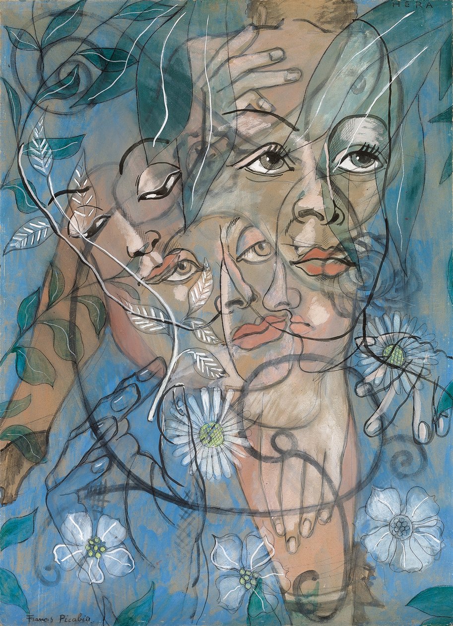 Hera, noin 1929 (öljy, guassi, hiili ja lyijykynä kartongille). tekijältä Francis Picabia