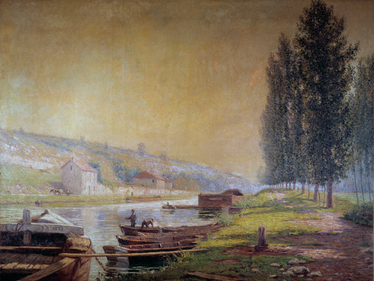 Le canal du Loing a Moret, 20. vuosisata (öljy kankaalle) tekijältä Francis Picabia