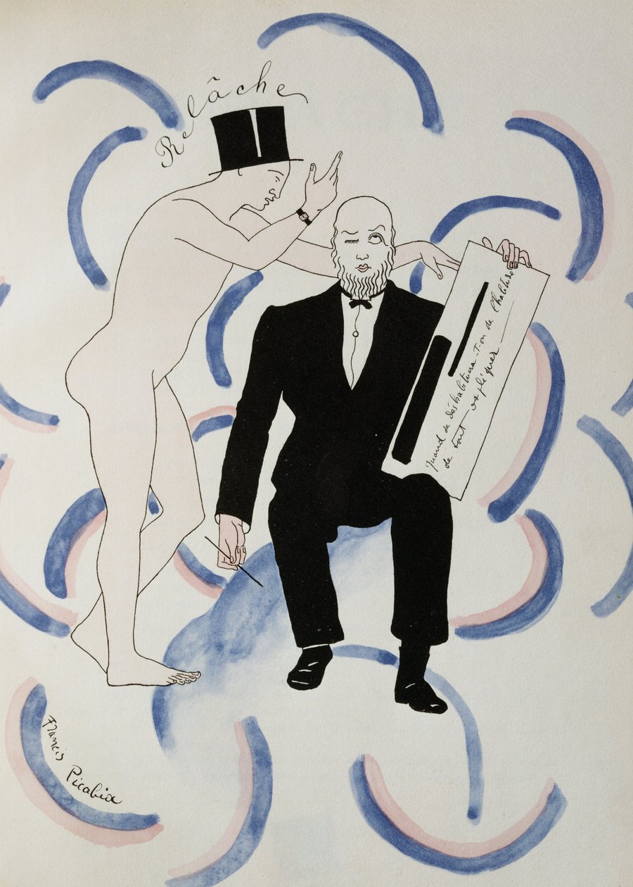 Erik Satien Relache-baletti, noin 1924 (piirros). tekijältä Francis Picabia