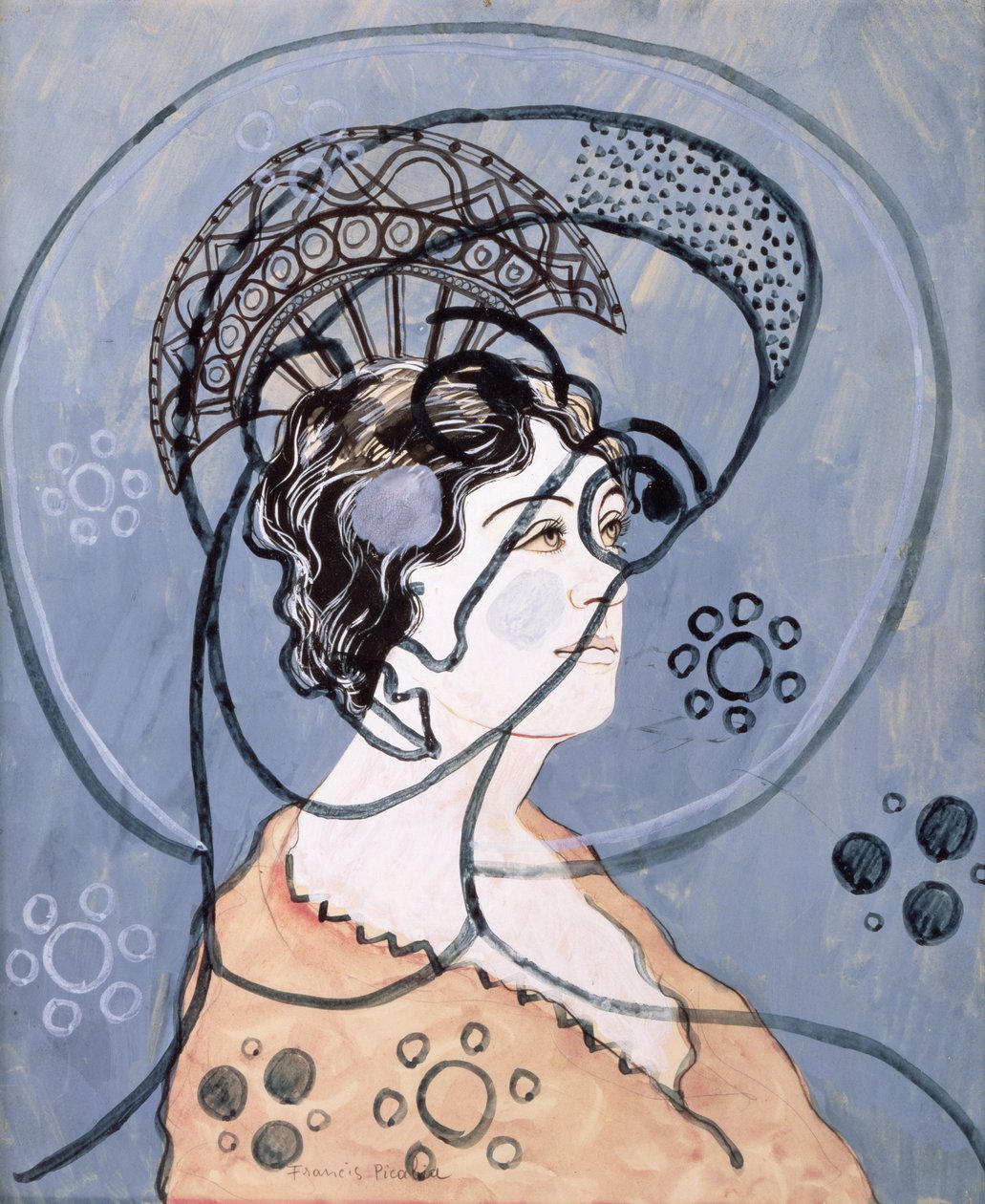 Läpinäkyvyys, n.1930 (guassi ja tussi lyijykynän päällä). tekijältä Francis Picabia