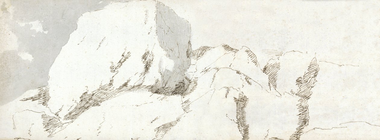 Osa Pembrokeshireä, noin 1678 (vesiväri ja ruskea muste paperille). tekijältä Francis Place