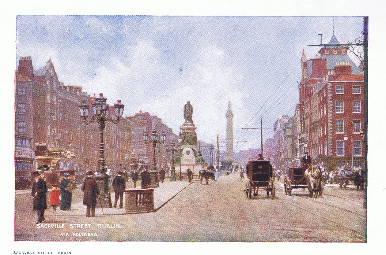 Sackville Street, Dublin, julkaisusta Peeps at Many Lands: Ireland, julkaisija Adams & Charles, 1909 tekijältä Francis S. Walker