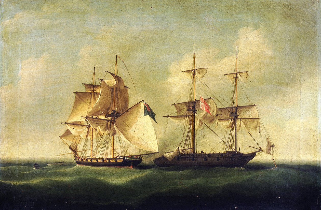 Napoleonin sodat: tykkiveneiden sota (1807-1814), jossa Tanskan ja Norjan kuningaskunnat asettuvat vastakkain Britannian laivastoa vastaan. tekijältä Francis Sartorius