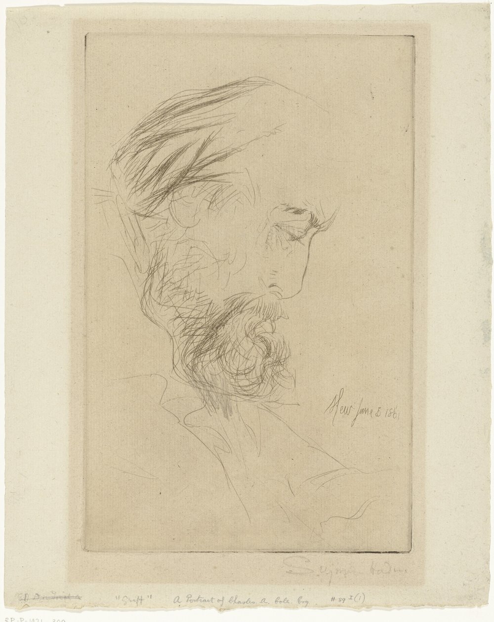 Portretti van Charles Cole Griff tekijältä Francis Seymour Haden (Sir) (signed by artist)