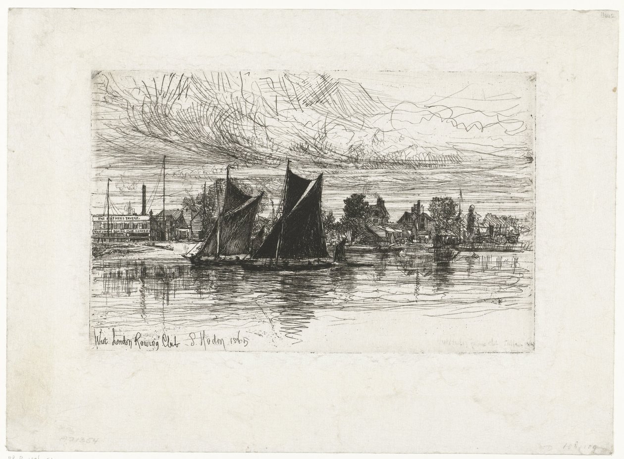 West London Rowing Club (nimi esineessä) tekijältä Francis Seymour Haden (Sir) (signed by artist)