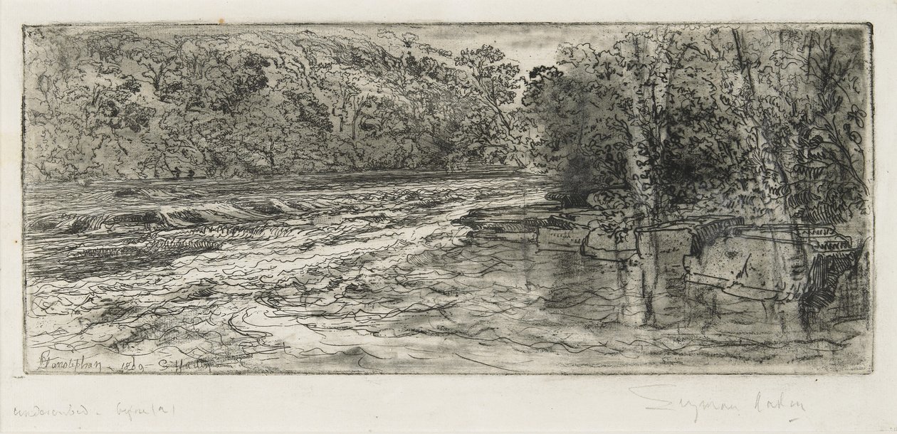 Todennäköinen paikka lohelle, 1889 tekijältä Francis Seymour Haden