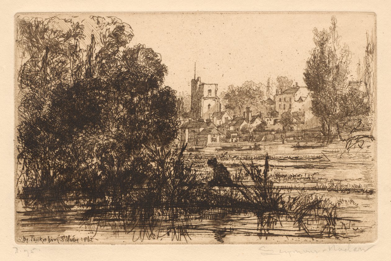 Hamertons Portfolio III: Twickenham Church, 1865-72, julkaistu 1872. tekijältä Francis Seymour Haden