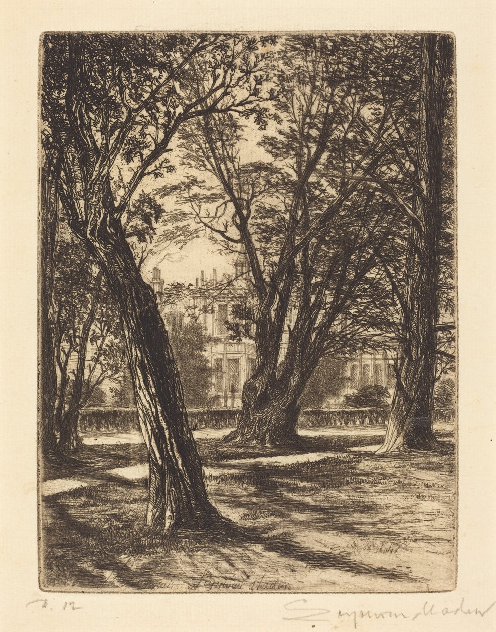 Kensington Gardens (pieni laatta) tekijältä Francis Seymour Haden